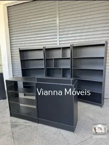 Balcão Caixa + Vitrine + 3 Estantes - Adega