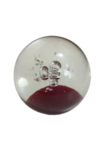 Peso De Papel Murano Seguso Cadoro Bolhas E Vermelho Lindo