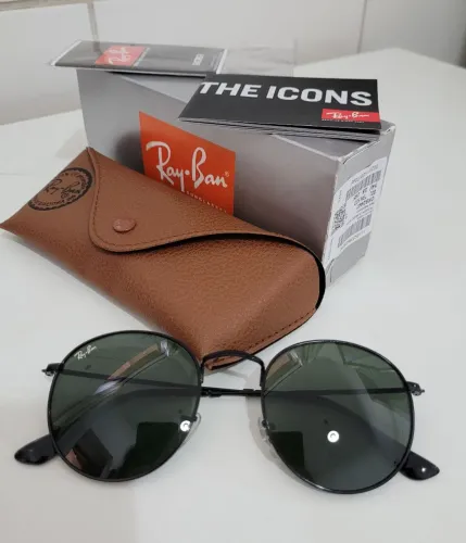 Ray ban round grande oculos de sol preto