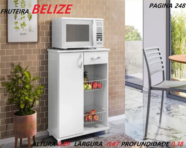 Fruteira com suporte para micro-ondas e gaveta - BELIZE