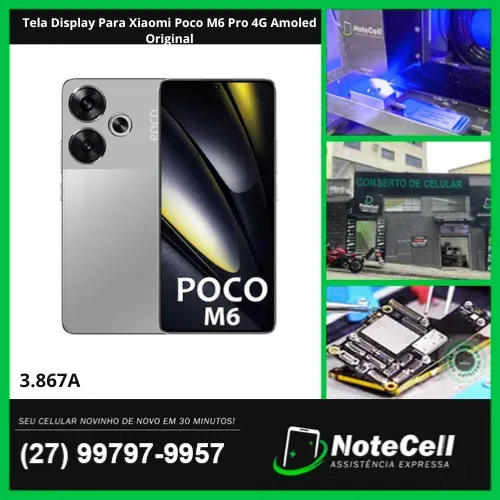 Tela Display Para Xiaomi Poco M6 Pro 4G Amoled Original- Instalação Expressa Em 30 Min!