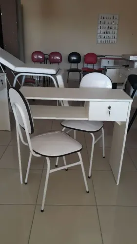 Mesa para Manicure com Gaveta e 2 Cadeiras