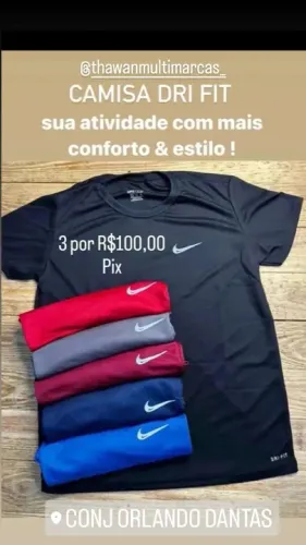 Camiseta Nike Dri-Fit - 3 por R$100,00