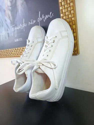Sapato Casual Masculino Tênis Couro Tourino-Branco