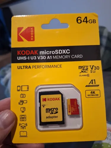 Cartão de Memória MicroSDXC Kodak 64GB UHS-I U3 V30 A1