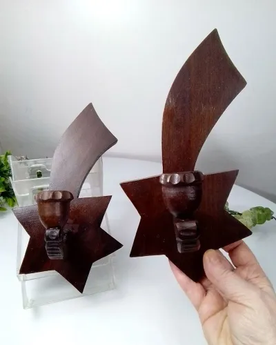 Par de Castiçais de Parede em Madeira Anos 40