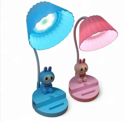 Abajur Lâmpada Veladora Luminária Led Recarregável Usb + Apontador COR: AZUL e ROSA