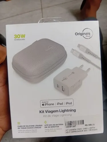 Kit Viagem iPlace iPhone 30W Original - Cabo e Carregador Lightning