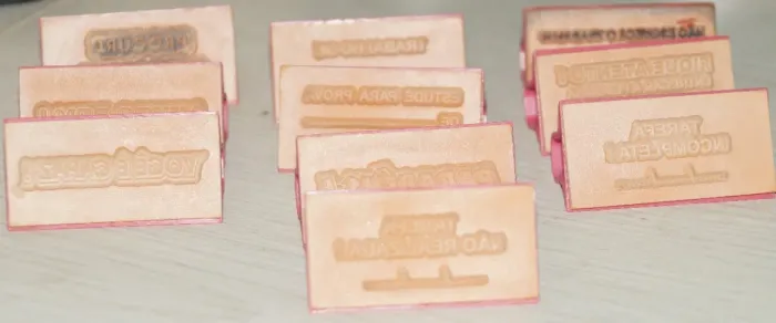 Jogo de 10 Carimbos para professor.