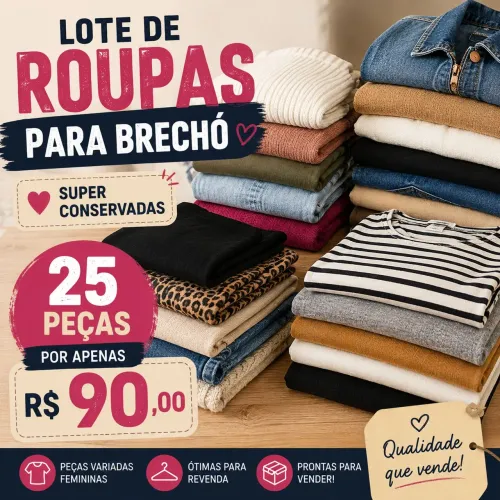Lote de roupas para revenda em brechó