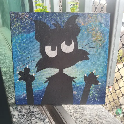 Pintura em tela (Decoração) l Gato Noturno