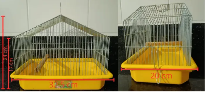 Gaiola para Pássaros Pequenos / Transporte com Base Amarela