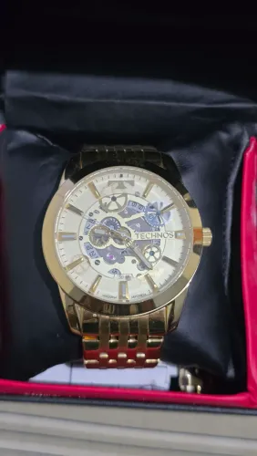 Relógio Technos 8205NQ/4X Automático Dourado Skeleton