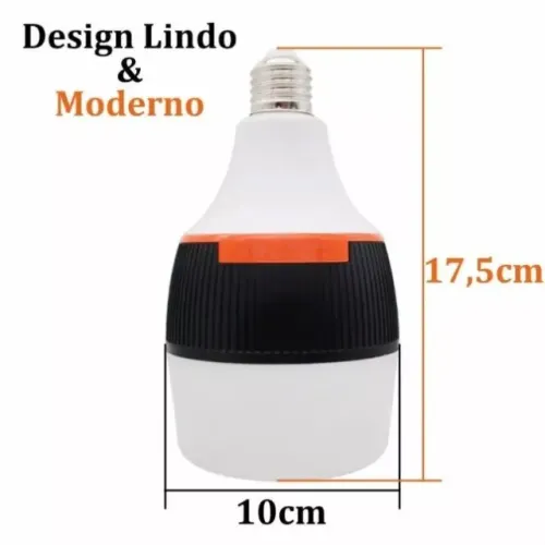 Lâmpada de Emergência LED 50W Bivolt - Dura 6h sem Energia, Portátil, Recarregável
