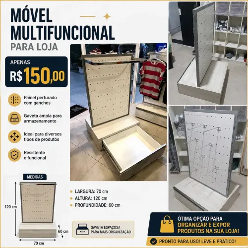 Movel multi uso para loja gaveteiro 