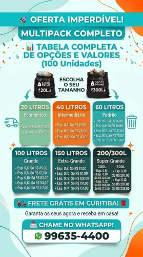 Sacos de lixo embalagem