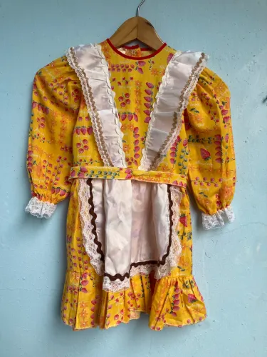 Vestido Infantil de Festa Junina Amarelo, Tam 6