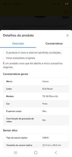 Câmera Cânion Dslr