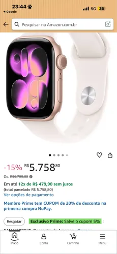 Apple Watch Series 11 rose gold na garantia novo