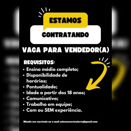 VAGA PARA VENDEDOR (A)