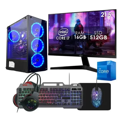 Pc gamer completo Monitor de 20 pol + kit gamer