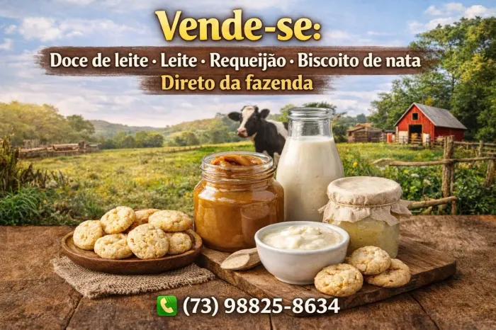 Vende se: doce de leite, leite, requeijão e biscoito de nata direto da fazenda