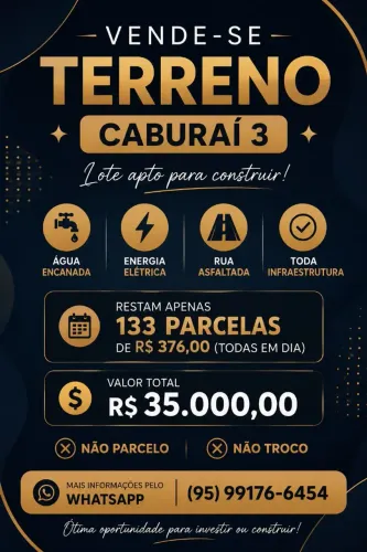 Vende-se terreno no CABURAÍ 3