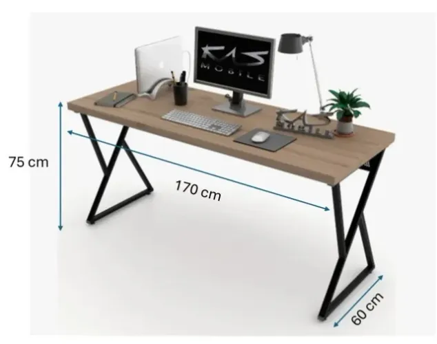 Mesa 1.70x60 Para Escritório Escrivaninha Linha New Light - Marca Kasmobile