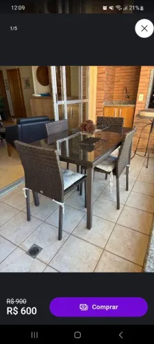 Mesa de jantar 4 cadeiras conjunto Riverside wicker line