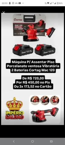 Máquina P/ Assentar Piso Porcelanato Vibrador Bateria Cortag (Produto Novo na Caixa