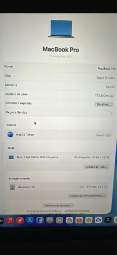 Mcbook pro  16 ?. 2021 68 e  4 terá de hd 