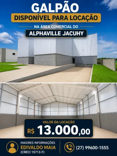 Galpão, 600 m², aluguel por R$ 13.000/mês - Alphaville Jacuhy - Serra/ES