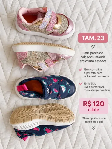 Lote 2 pares de tênis infantil - Tam. 23