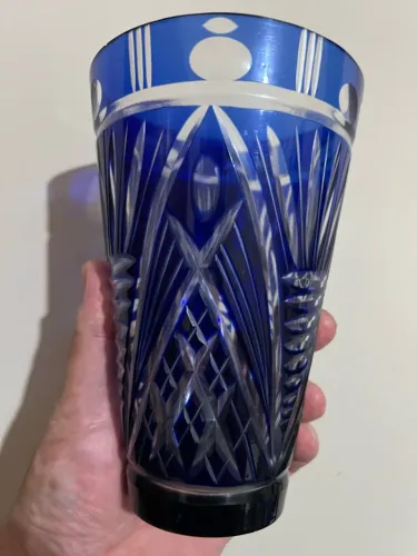 Vaso cristal lapidado à mão 