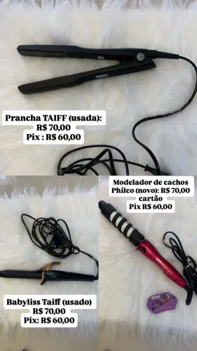 Vendo prancha, modelador de cachos e babyliss