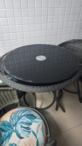 Prato giratório preto 70cm - vidro perfeito