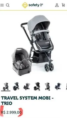 Carrinho Safety 1st Travel System Mobi Trio + Bebê Conforto