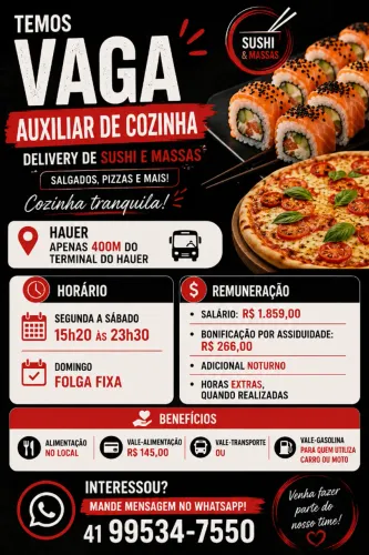 VAGA: Auxiliar De Cozinha
