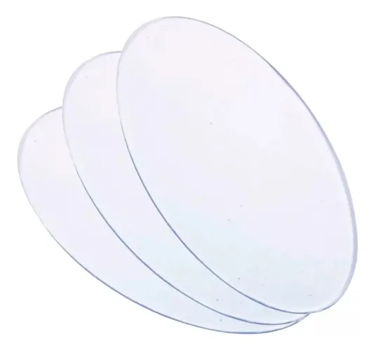 Base Acrílica Lisa Transparente Oval 10/6cm - 3 peças