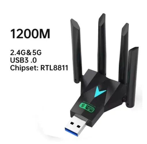 Adaptador usb wi-fi de 1300mbps, banda dupla 2.4g/5ghz, wi-fi usb3.0, alta velocidade