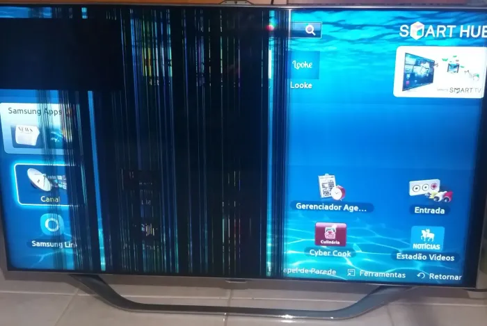 Televisão Smart Samsung UN55ES8000G 55 Polegadas Linhas Verticais Na Tela Retira ZN SP OK