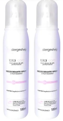 Kit 2 Desodorante Spray Hipoalergênico Alergoshop Total Care