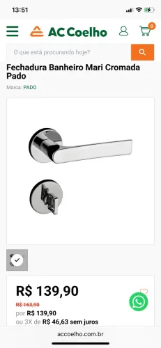 Fechadura para banheiro pado 40mm mari ros 698