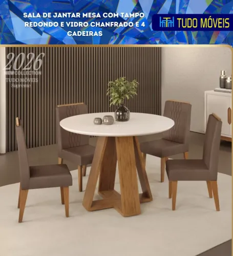 SALA DE JANTAR COM TAMPO REDONDO