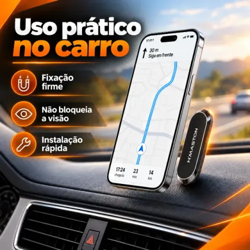 Suporte Veicular Magnético Universal | Ímã Super Forte + Fita 3M Original | Fixação Segura