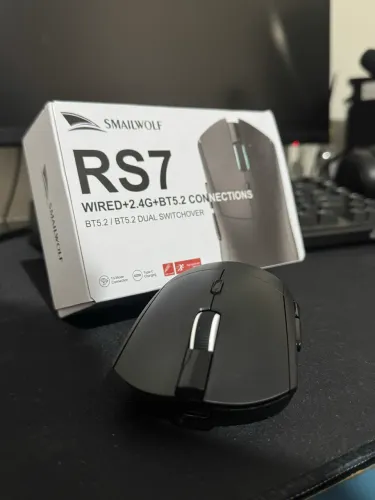 Mouse Sem Fio Smailwolf RS7 Tri-Mode: Bluetooth 5.2, Wireless 2.4GHz e Cabo Type-C