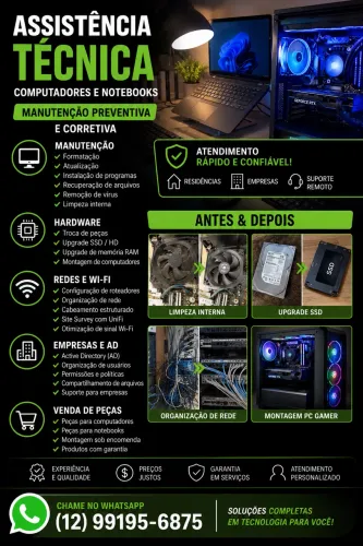 Suporte TI para Casas e Empresas - Manutenções em computadores e consultoria