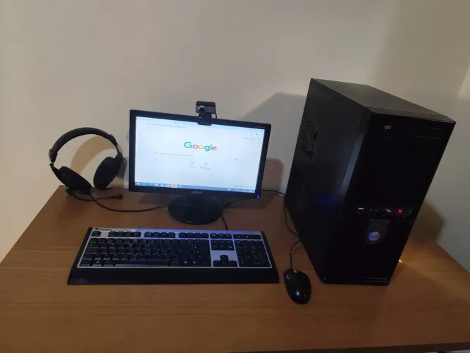 Computador completo com headset webcam teclado gabinete mouse