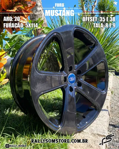 Jogo De Rodas Ford Mustang Preto Piano 5x114,3 - 20x8 E 20x9