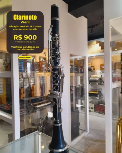 Clarinete Weril Dó 18 Chaves - Com Recurso de Mib